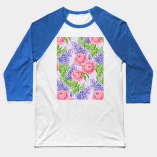 Watercolor peonies and lilacs Baseball T-Shirt